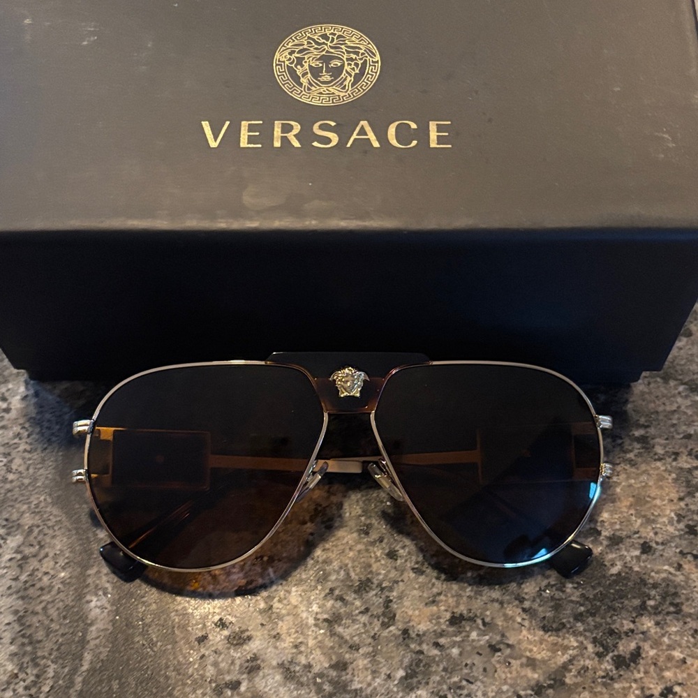 Versace Black Aviator Sunglasses